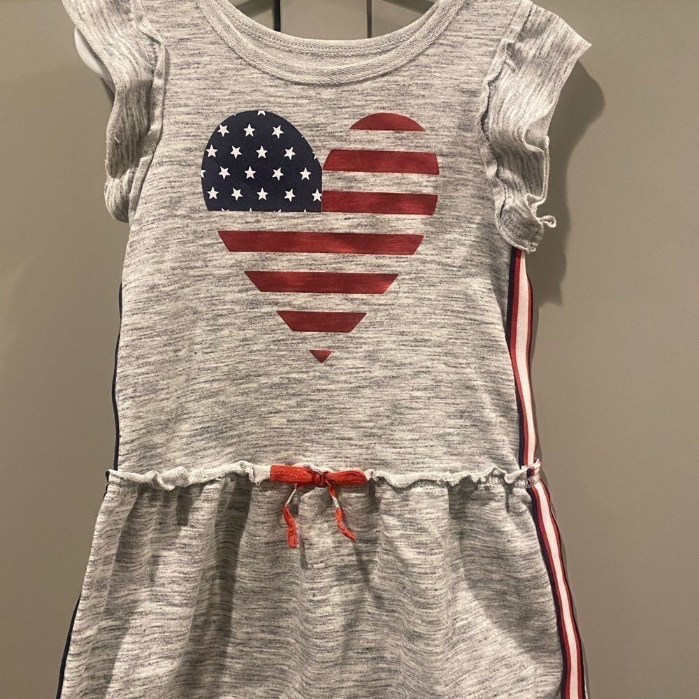 Patriotic Dress! Gray with heart American flag!❤️💙🤍